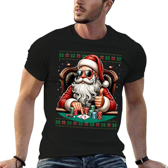 Poker Santa Poker Player Ugly Christmas Sweater  Polyester Blend T-Shirt