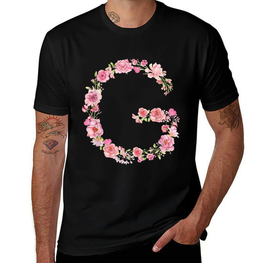 Cool Initial Alphabet Monogram Flowers Gifts Floral Letter G  Quick-drying T-Shirt