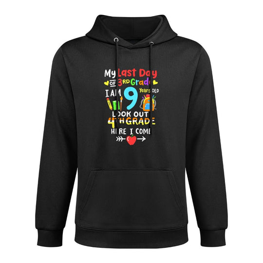 Last Day Of 3rd Grade Graduation 4th Grade Here I Come Kids Shape Retention Hoodie