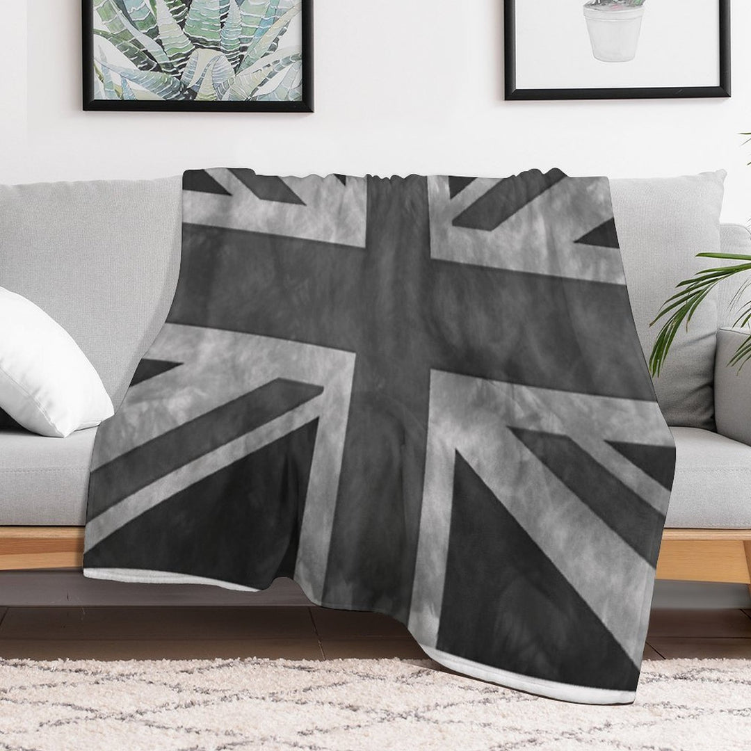 Greyscale Distressed Union Jack Lightweight Throw Blanket