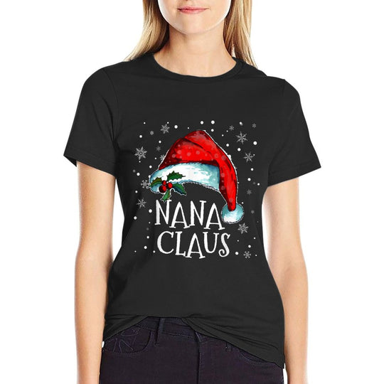 Nana Claus Grandma Santa Claus Funny Family Christmas  Ribbed Collar T-Shirt