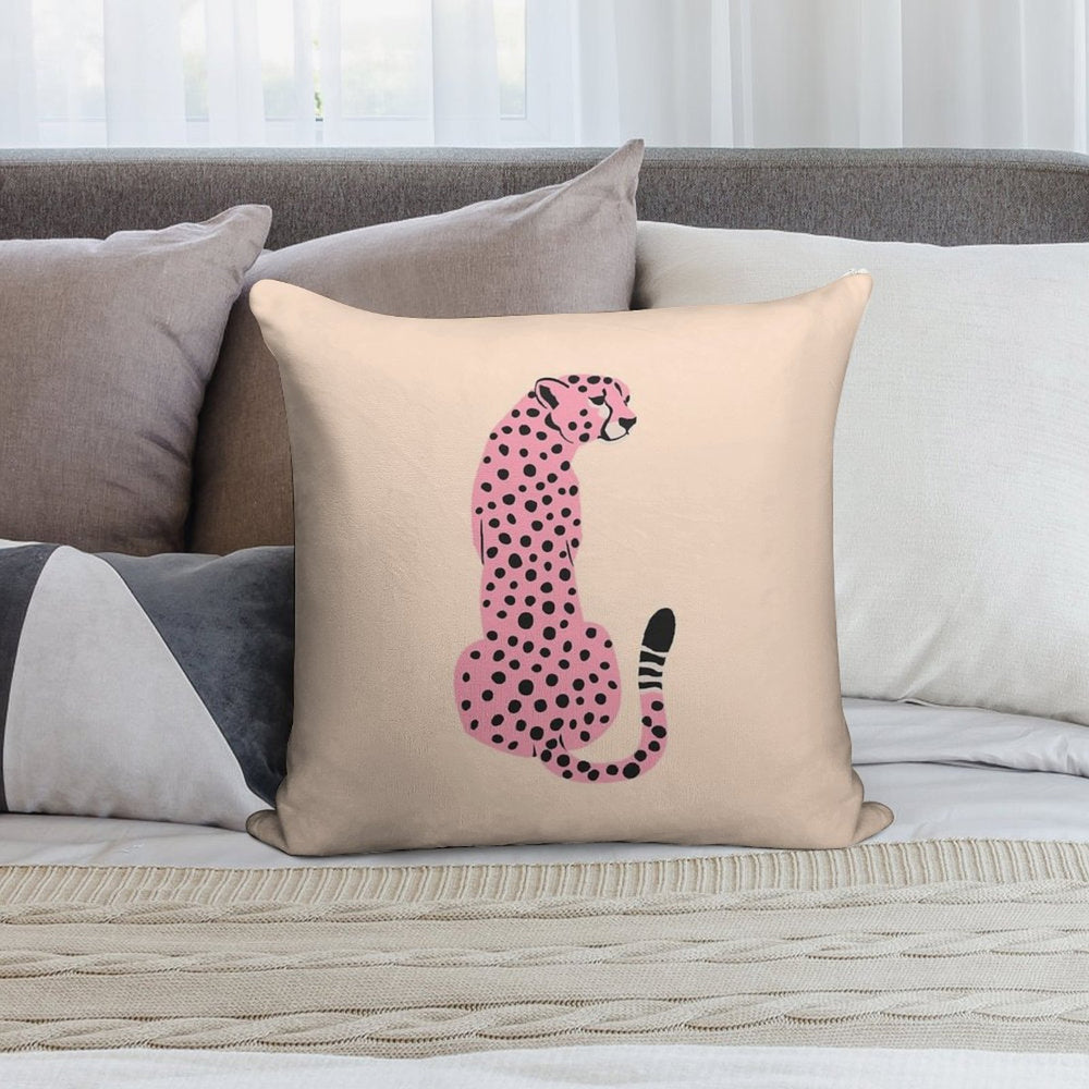 Peach Leopard  African Cheetah  Tropical Pop Art Soft Hidden Zipper Throw Pillow