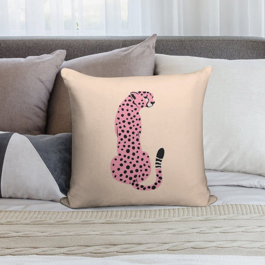 Peach Leopard  African Cheetah  Tropical Pop Art Soft Hidden Zipper Throw Pillow