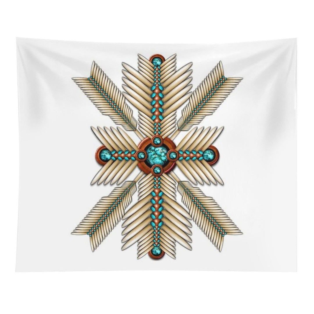 Bone And Turquoise Sunburst Tapestry