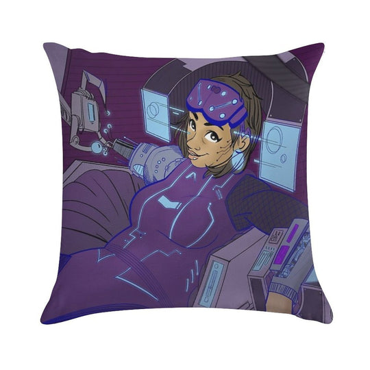 Cy_b0rg Gal Soft Home Decor Throw Pillow