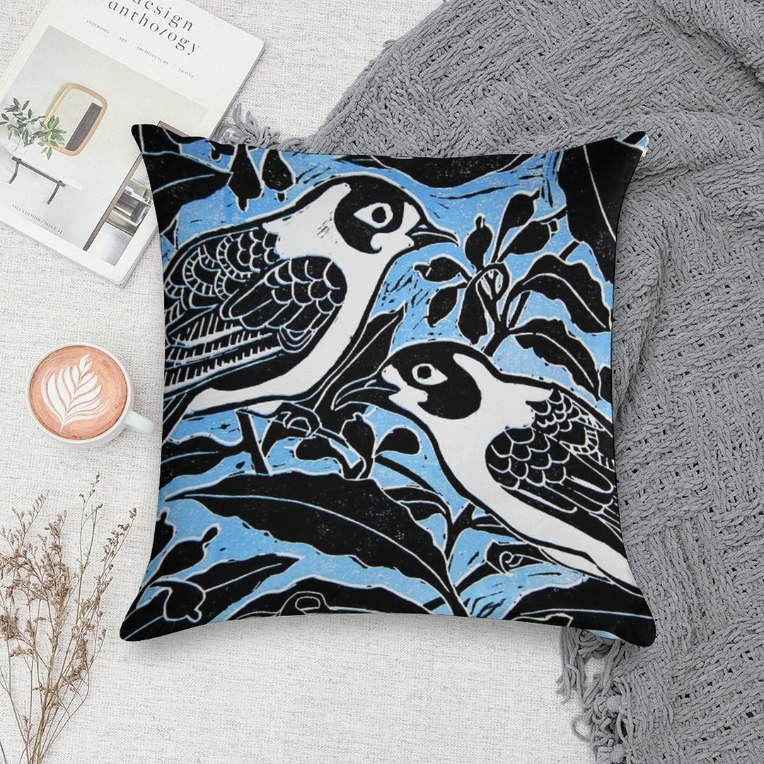 Blue Birds Soft Decorative Cover Throw Pillow