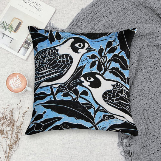Blue Birds Soft Decorative Cover Throw Pillow