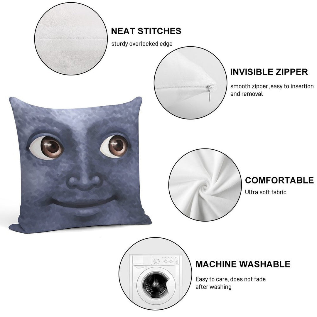 Black Moon Emoji Soft Warmth Comfort Throw Pillow