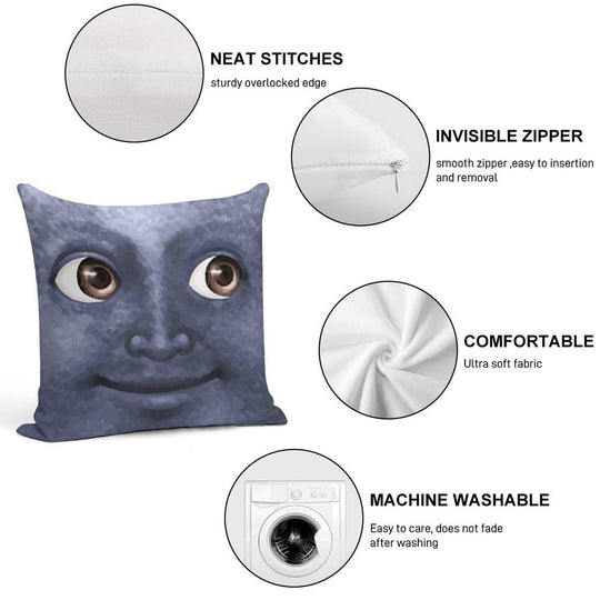Black Moon Emoji Soft Warmth Comfort Throw Pillow