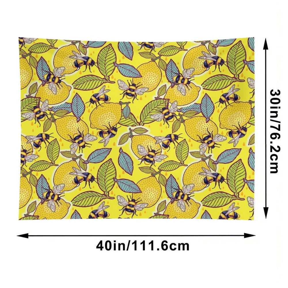 Yellow Lemon And Bee Garden. Tapestry