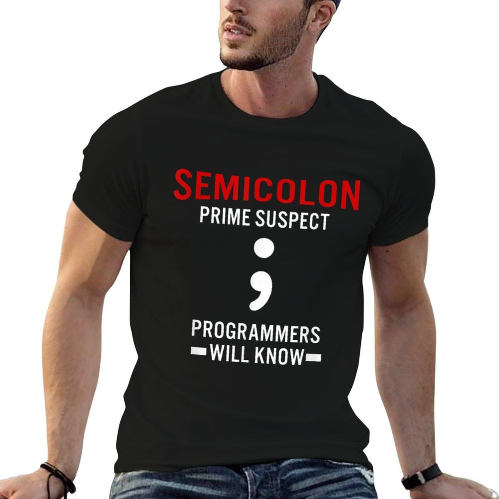 Funny Programmer Semicolon Coder Meme for Computer Geek  Polyester Blend T-Shirt