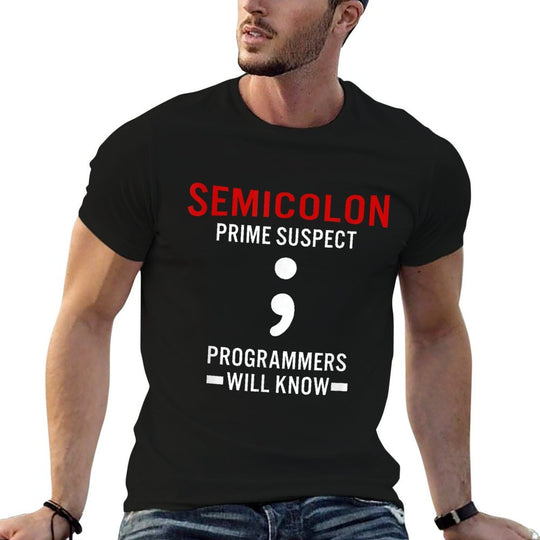 Funny Programmer Semicolon Coder Meme for Computer Geek  Polyester Blend T-Shirt
