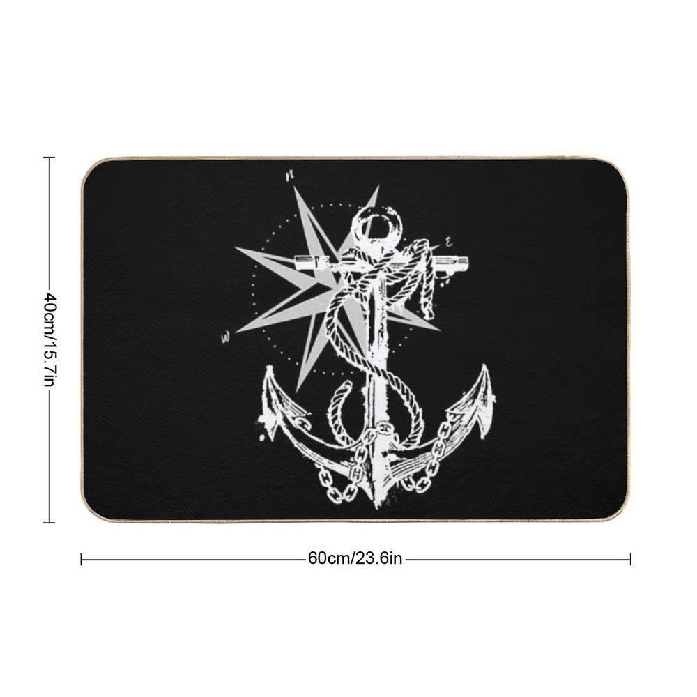 Anker Compass Design Maritime Nautical  Odorless Bath Mat