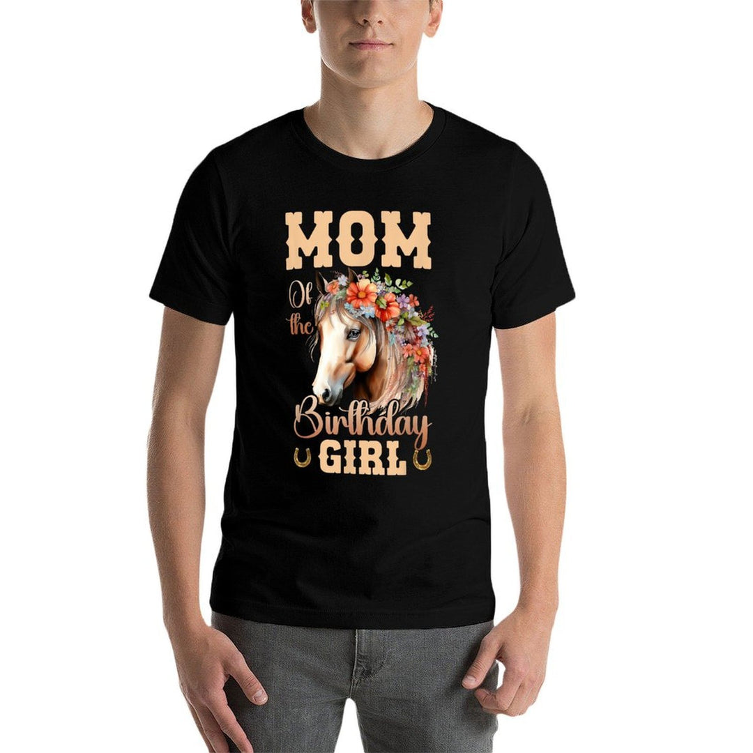 Cute Mom Of The Birthday Girl Horse Family Party  Easy-care T-Shirt
