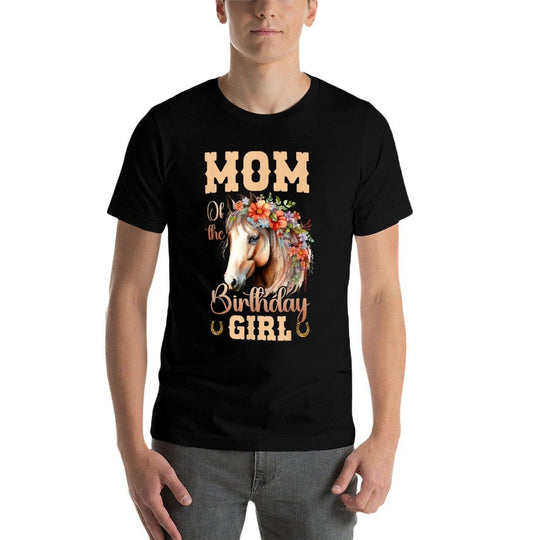 Cute Mom Of The Birthday Girl Horse Family Party  Easy-care T-Shirt