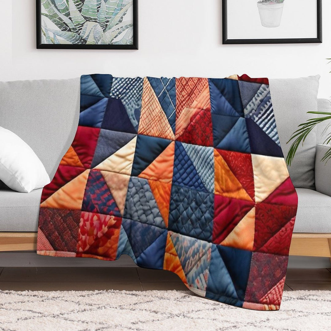Quilted Patchwork Pattern Lightweight Throw Blanket