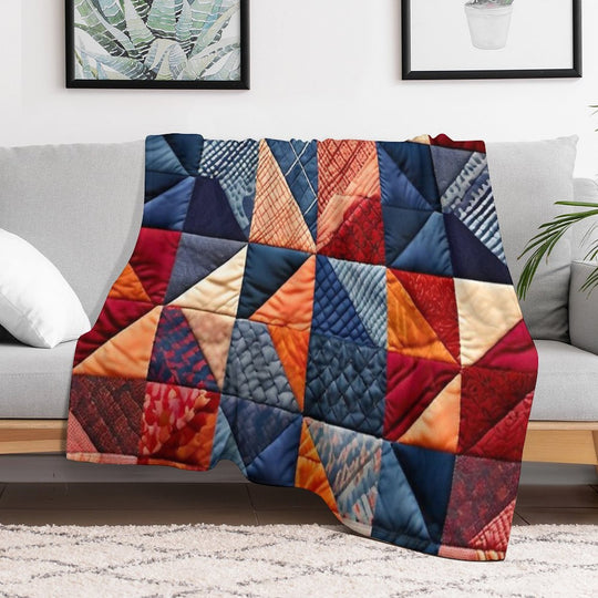 Quilted Patchwork Pattern Lightweight Throw Blanket