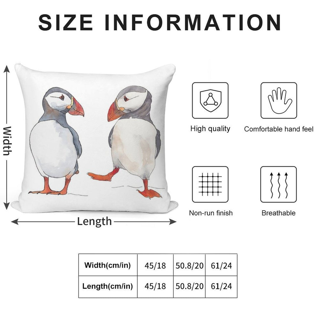 Puffin Friends Dancing - Illustration Soft Anti-Pilling Throw Pillow