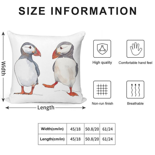 Puffin Friends Dancing - Illustration Soft Anti-Pilling Throw Pillow