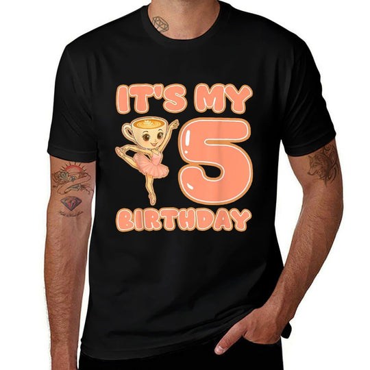 Its My 5th Birthday Girl Ballerina Cappuccina Cappuccino  Polyester Blend T-Shirt
