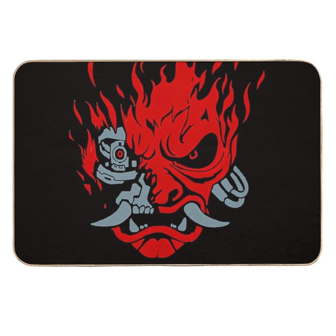 Vintage Samurai Retro Japanese Gaming 2077 Art Game Style  Anti-Trip Bath Mat