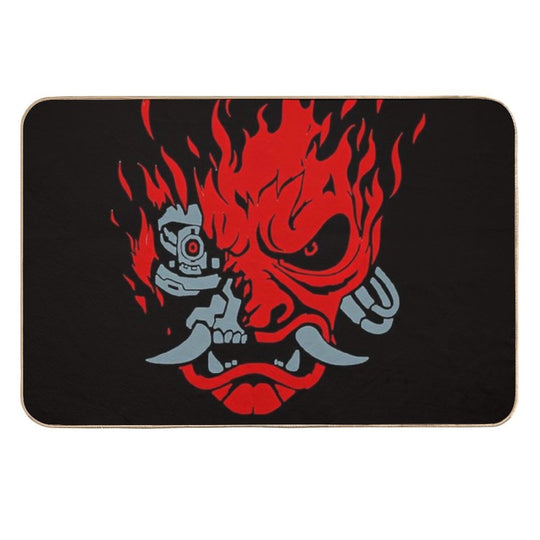 Vintage Samurai Retro Japanese Gaming 2077 Art Game Style  Anti-Trip Bath Mat