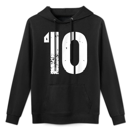 Uniform Numbered Jersey Designs for Sports Fans - Number 10 Varsity Team - 10th Birthday & Ten Years Old Cotton-Polyester Blend Hoodie