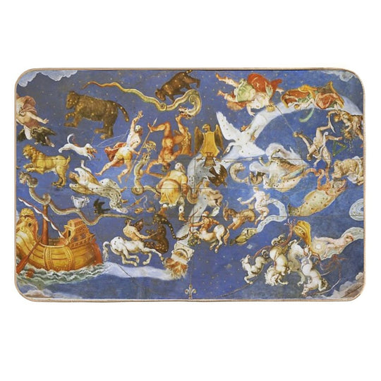 RENAISSANCE ASTROLOGY ,MYTHOLOGICAL FIGURES, ZODIACAL SIGNS WITH CONSTELLATIONS  Absorbent Bath Mat