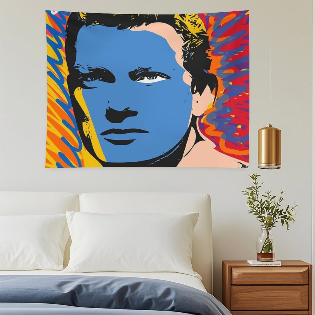 Pop Graffiti Art Portrait of A Vintage French Actor Tapestry