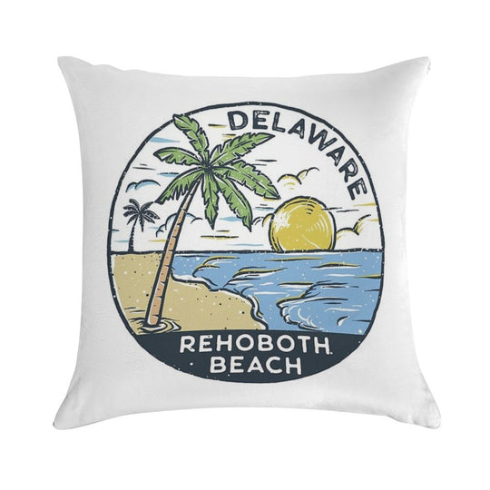 Rehoboth Beach Delaware Vintage Soft Reinforced Edging Throw Pillow