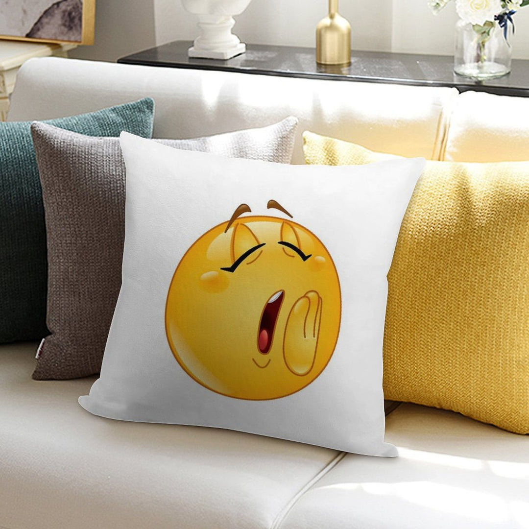 Yawn Female Emoticon Soft Fade-Resistant Throw Pillow