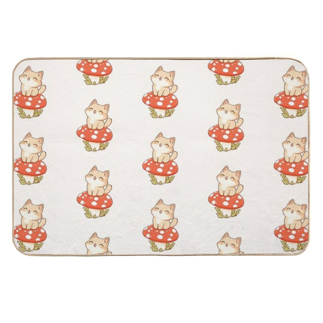 Kawaii Cat on A Mushroom  Multi-Purpose Bath Mat