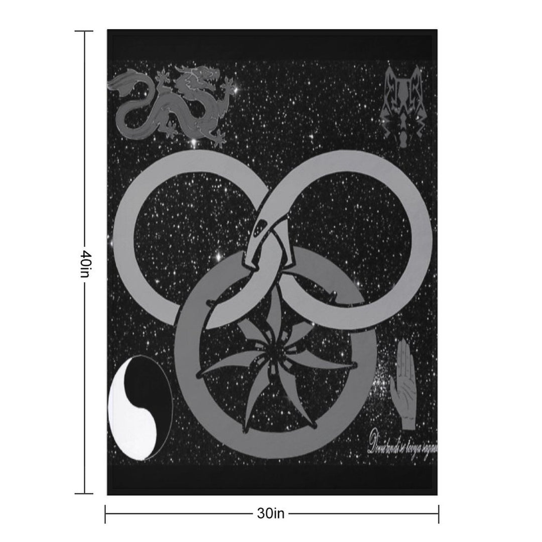 Wheel of Time - Tel'aran'rhiod And Symbols - Black And White Wrinkle-free Throw Blanket