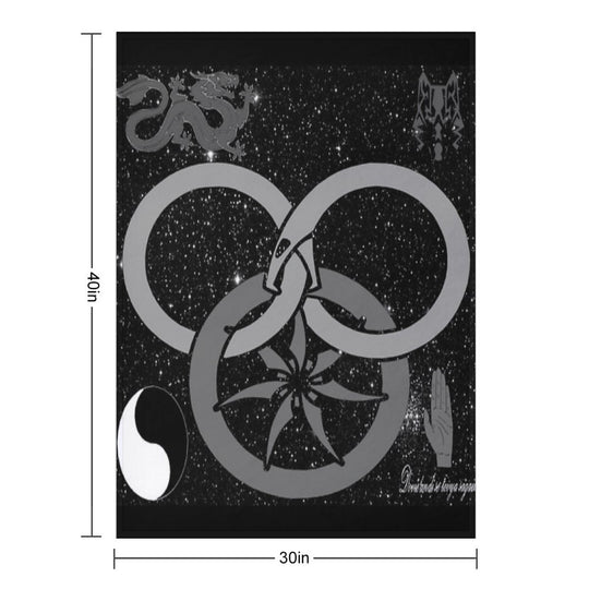 Wheel of Time - Tel'aran'rhiod And Symbols - Black And White Wrinkle-free Throw Blanket