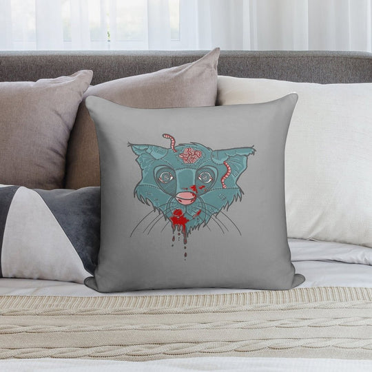 Zombie Frankenkitty Soft Skin-Friendly Throw Pillow