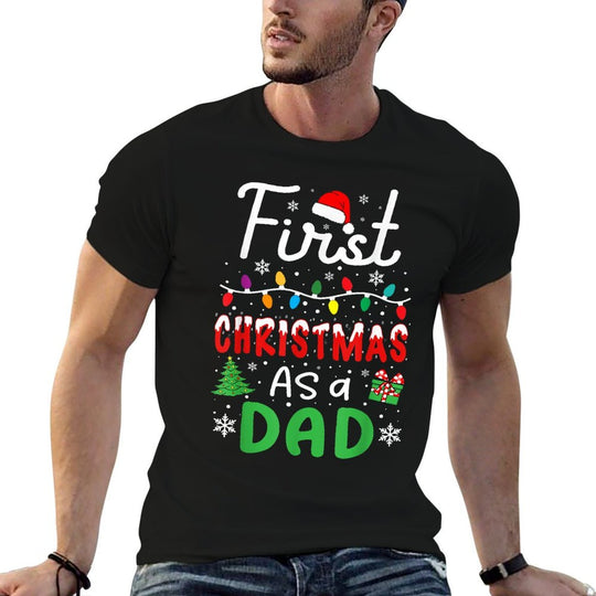 First Christmas As A Dad New Daddy 1st Christmas Dad Men  Cotton T-Shirt