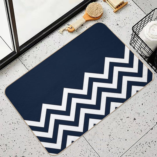 White And Navy Chevron Elegant Pattern  Multi-Purpose Bath Mat