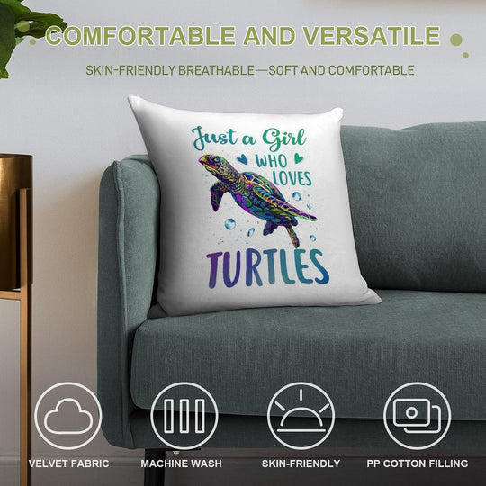 Just A Girl Who Loves Turtles Watercolor Sea Ocean Gift Soft Fade-Resistant Throw Pillow