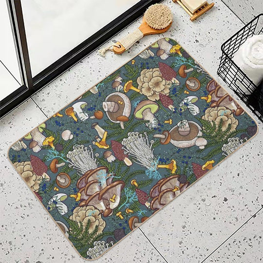 Mushroom Forest  Fade-Resistant Bath Mat