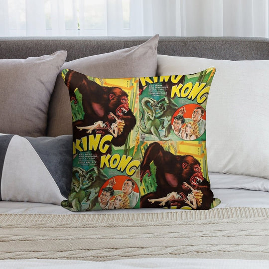 King Kong Vintage Film Soft High-Density Material Throw Pillow