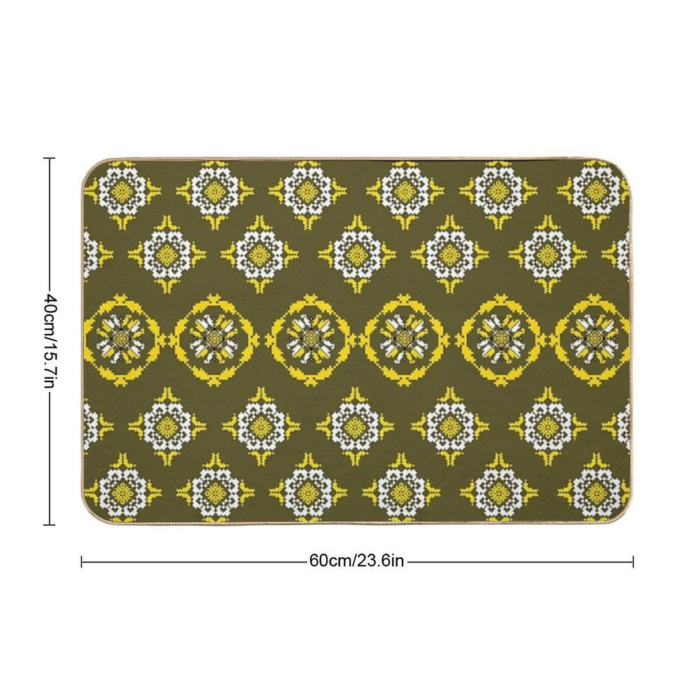 Verdant Harmony — A Dialogue in Diamond And Bloom Pattern Seamless  Versatile Bath Mat