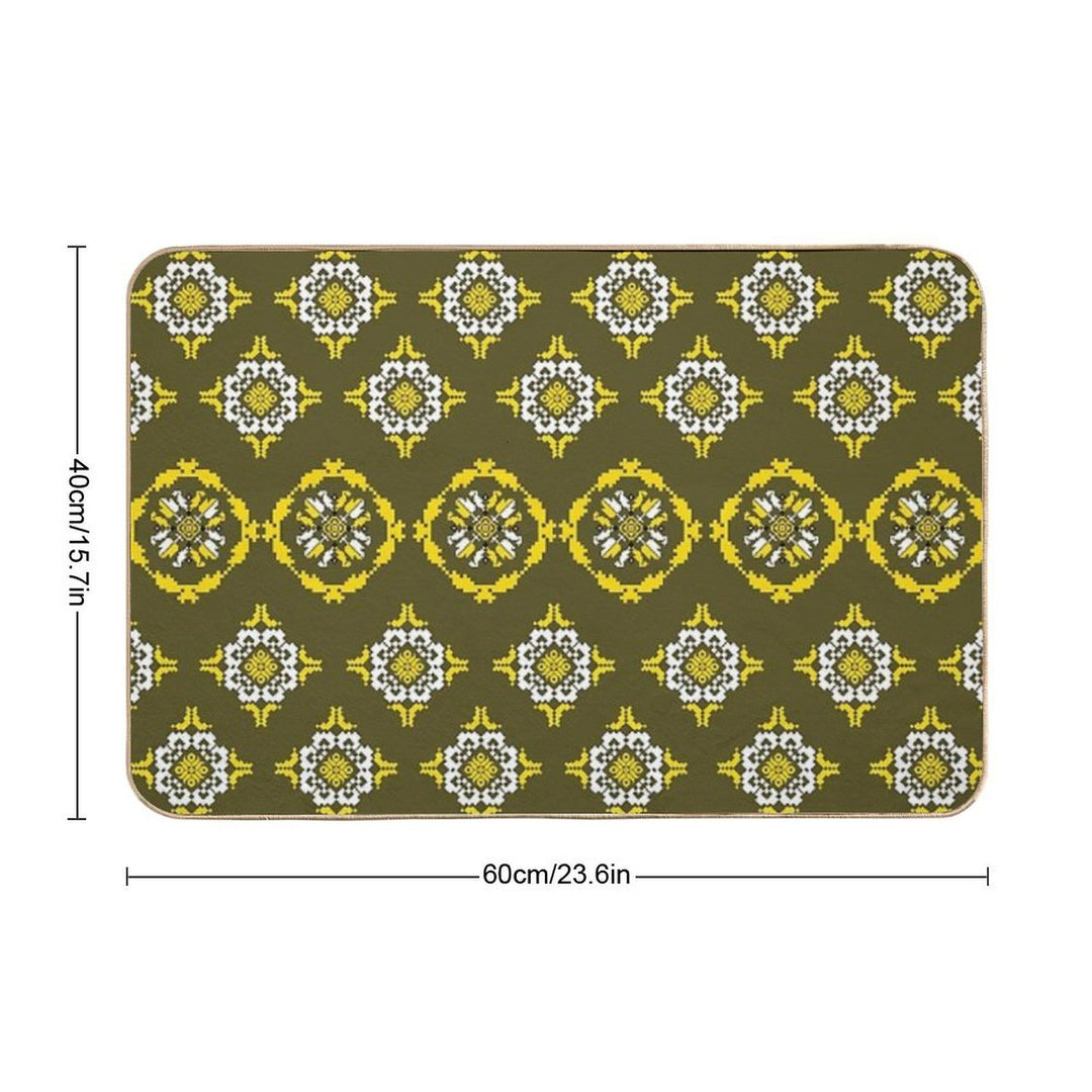 Verdant Harmony — A Dialogue in Diamond And Bloom Pattern Seamless  Versatile Bath Mat