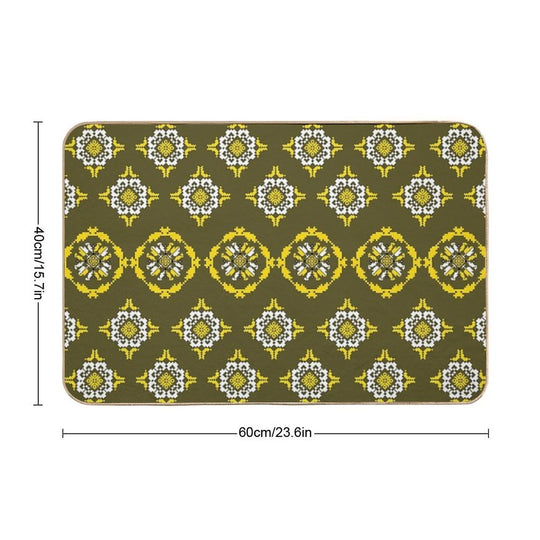 Verdant Harmony — A Dialogue in Diamond And Bloom Pattern Seamless  Versatile Bath Mat