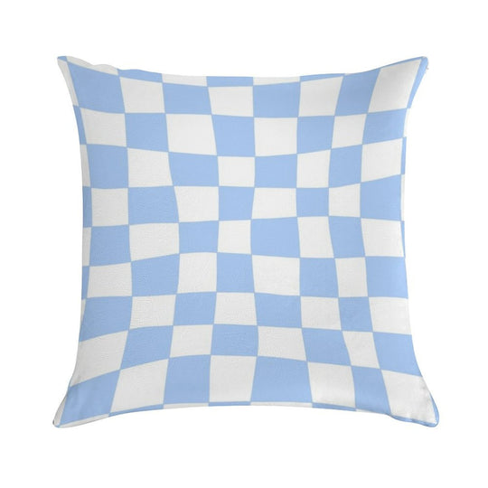 Hand Drawn Checkerboard Pattern (sky Bluewhite) Soft Hidden Zipper Throw Pillow