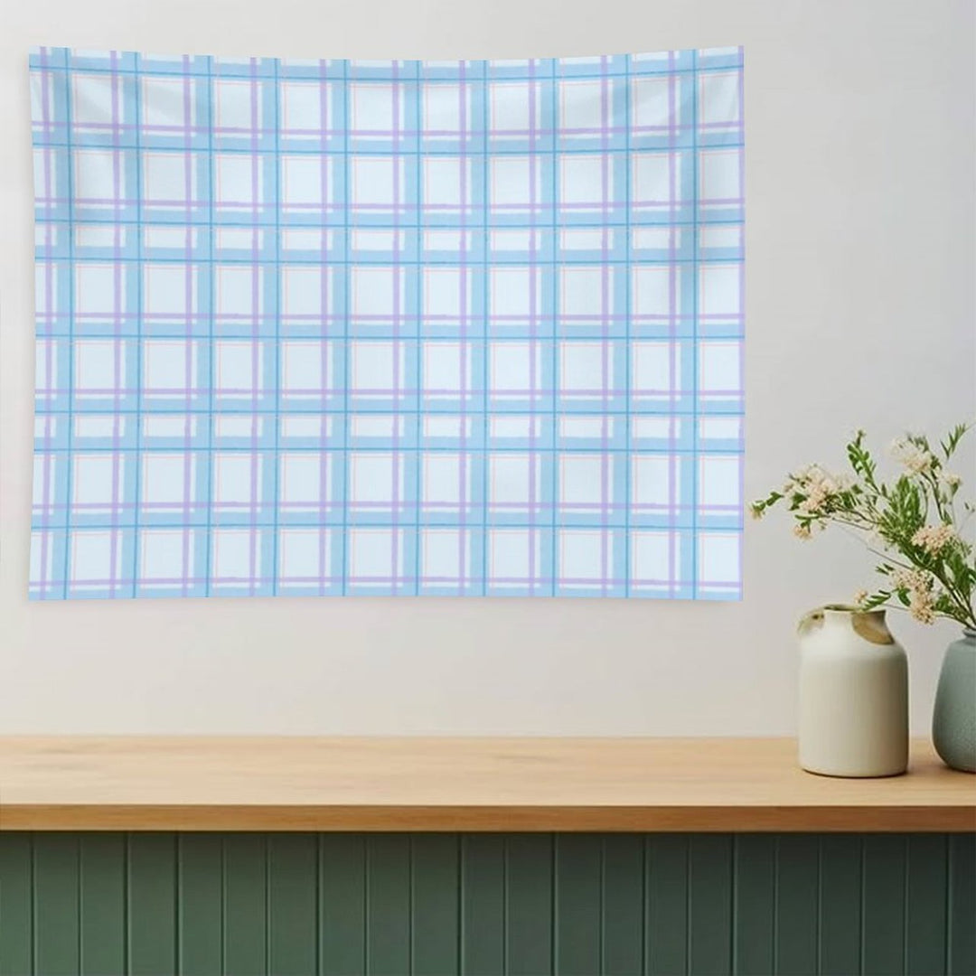 Light Blue And Purple Plaid Pattern Tapestry