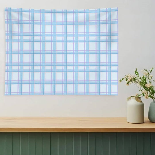 Light Blue And Purple Plaid Pattern Tapestry