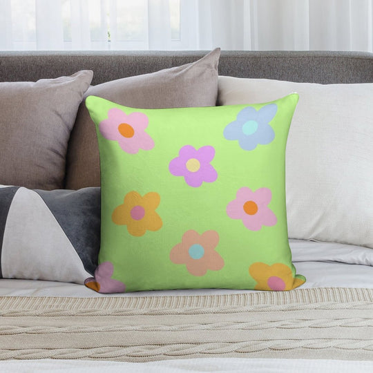 Pastel 5-petal Flowers Soft Gift Ready Throw Pillow