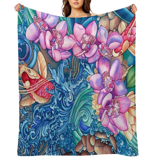 Orchid Splash Durable Throw Blanket