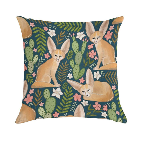 Fantastic Fennec Foxes on Navy Soft Decorative Cover Throw Pillow