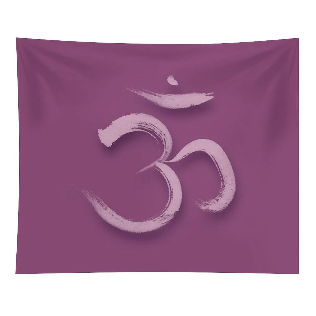 Sanskrit Om Or Aum Sacred Symbol of The Crown Chakra in Yoga Artistic Design in Purple Colors Art Print Tapestry